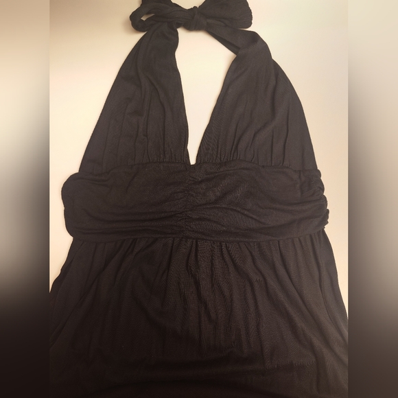 EUC Long Black SPLENDID Halter Maxi Dress S Soft Modal Backless Flowy Altered - Picture 2 of 11